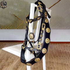 Handmade Baroque Fancy Horse Bridle Set with Brass Ornaments