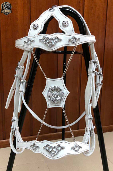 Handmade Portuguese Bridle with Chain – Custom Leather & Stainless Steel