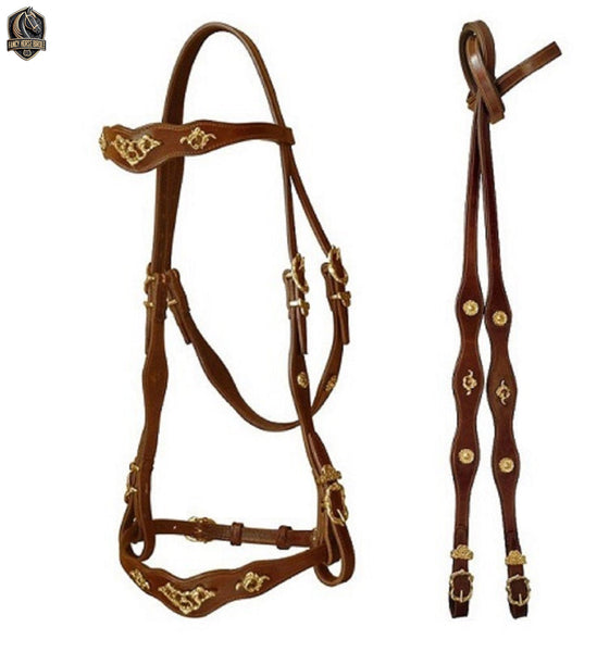 Portuguese Bridle Set with Reins, Breastplate, and Crupper